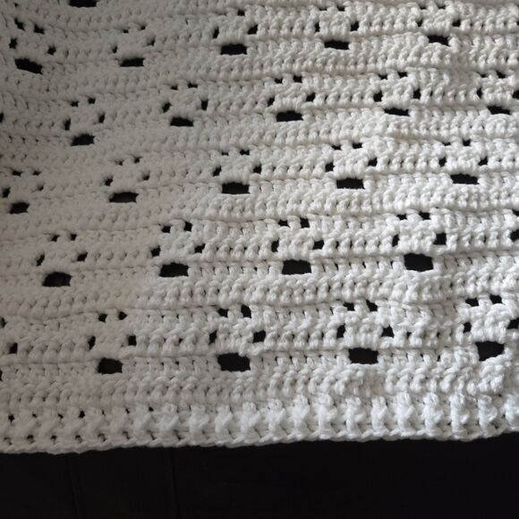 Handmade Paw Print Afghan Blanket 55x33 White Cozy Warm Pet Lover Gift Throw - Picture 2 of 4